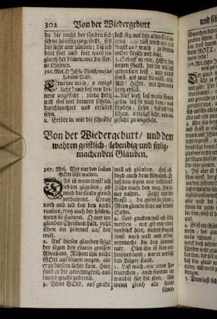 Von der Wiedergeburt, und dem wahren geistlich lebendig und seelig-machenden Glauben