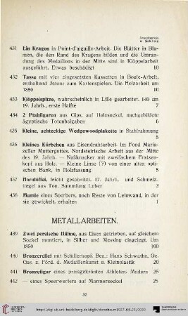 Metallarbeiten (Nr. 439-456)