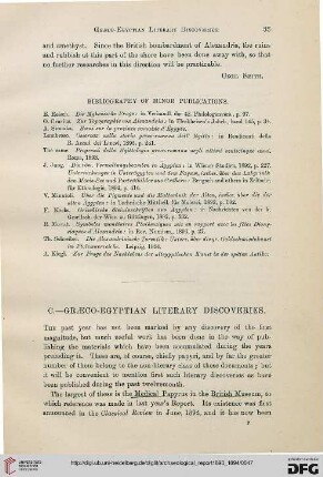 Progress of Egyptology, [3]: Greco-Egyptian Literary Discoveries