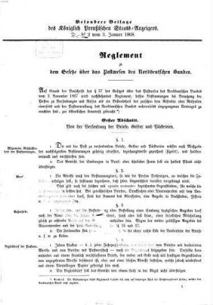 Königlich Preußischer Staats-Anzeiger. 1868, [13] = Besondere Beilage ... ; 1868, 3. 1. - 28. 3