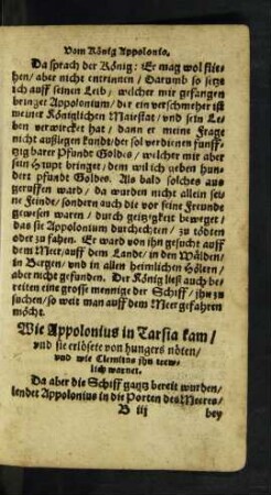Wie Appolonius in Tarsia kam ...