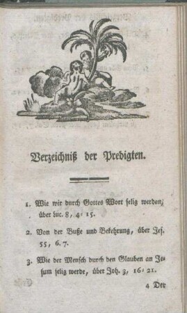 Verzeichniß der Predigten.