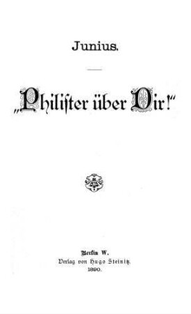 "Philister über Dir!" / Von Junius