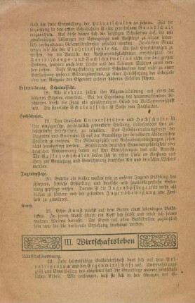 III. Wirtschaftsleben