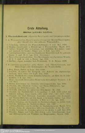 Erste Abteilung. Bücher (gedruckte Schriften)