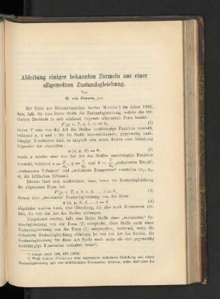 Ableitung einiger bekannten Formeln aus einer allgemeinen Zustandsgleichung.