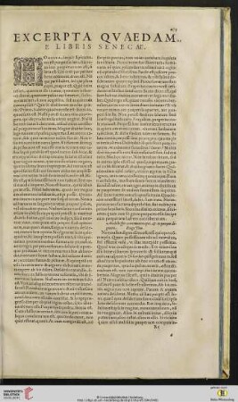Excerpta qvaedam e libris Senecae