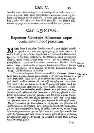 Cap. Quintum. Exponitur Generatio Balanorum eaque confirmatur Caput praecedens.