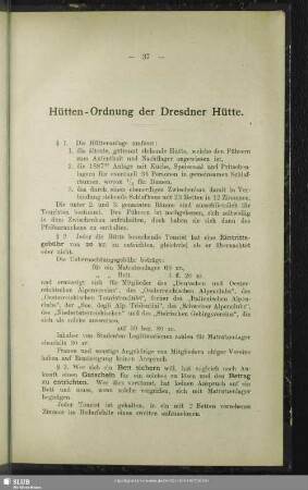 Hütten-Ordnung der Dresdner Hütte