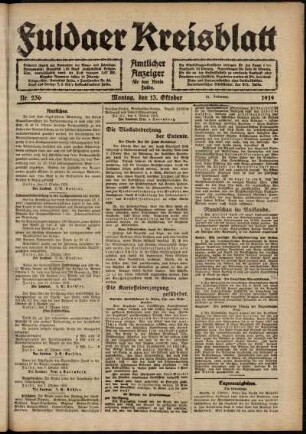 Ausgabe vom Montag, den 13. Oktober 1919.