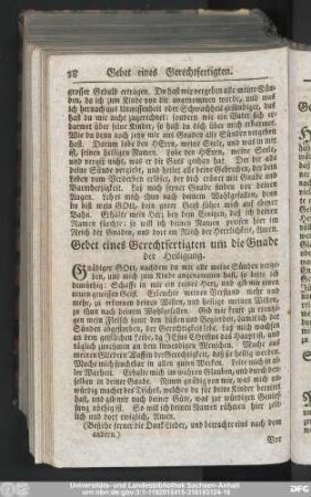 Gebet eines Gerechtfertigten um die Gnade der Heiligung.