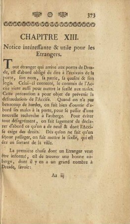 Chapitre XIII. Notice intéressante & utile pour les Etrangers