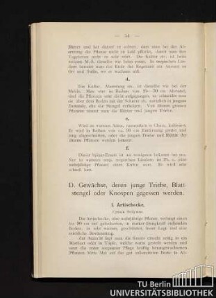 D. Gewächse, deren junge Triebe, Blattstengel oder Knospen gegessen werden.