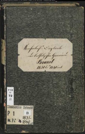 Kirchenbuchduplikat der katholischen Gemeinde Brakel, Kreis Höxter (GHT 1831-1840) (Gemeinde: Katholische Gemeinde Brakel)