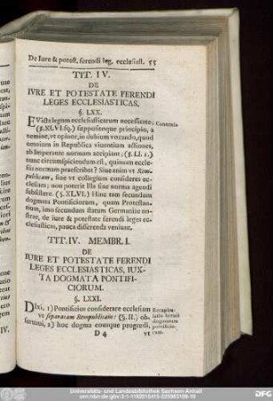 Tit. IV. De Iure Et Potestate Ferendi Leges Ecclesiasticas.