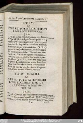 Tit. IV. De Iure Et Potestate Ferendi Leges Ecclesiasticas.