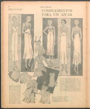 Complementos para un ajuar [Dibujos] : Para la mujer