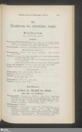 III. Ministerium des Königlichen Hauses