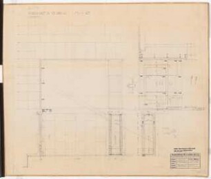 Reichsluftfahrtministerium, Berlin: Durchfahrten V2/V4 (Hofseite): Ansicht, Schnitt, Grundriss 1:20