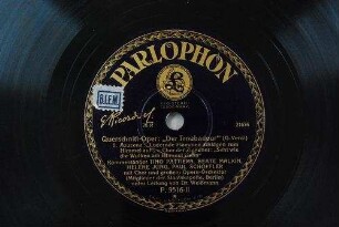 Querschnitt-Oper: "Der Troubadour"; II. Azucena: "Lodernde Flammen schlagen zum Himmel auf"; Chor der Zigeuner: "Seht wie die Wolken am Himmel ziehn" / (G. Verdi)