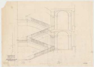 Thiersch, Friedrich von; München; Justizpalast - Treppenhaus (Schnitt, Ansicht)