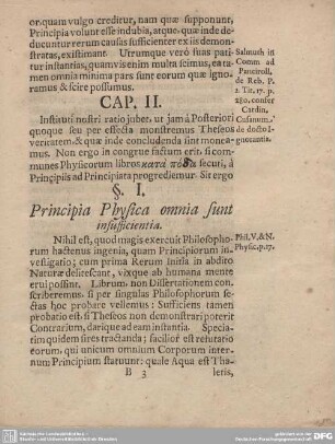 §. I. Principia Physica omnia sunt indufficientia.