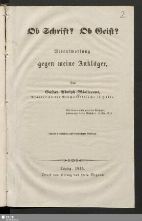 Ob Schrift? Ob Geist? : Verantwortung gegen meine Ankläger