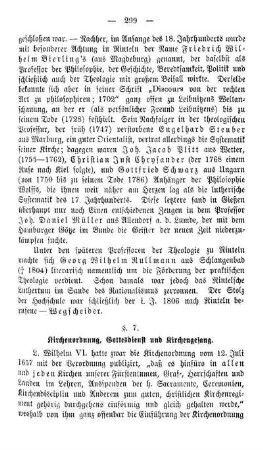 §. 7. Kirchenordnung, Gottesdienst und Kirchengesang.