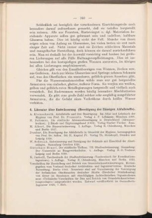 4. Literatur über Entwässerung (Beseitigung der flüssigen Abfallstoffe.)