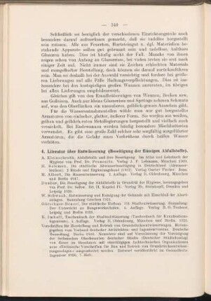 4. Literatur über Entwässerung (Beseitigung der flüssigen Abfallstoffe.)