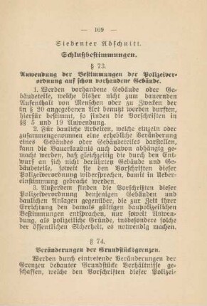 Siebenter Abschnitt. Schlußbestimmungen. § 73 - § 78