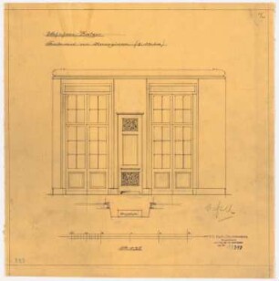 Wohnhaus Kretzer, Berlin-Tiergarten: Herrenzimmer: Ansicht der Fensterwand 1:25