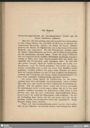 VII. Kapitel. Untersuchungsmethoden der photographischen Linsen und die hierzu dienlichen Apparate