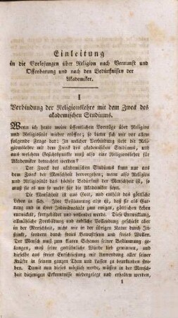 Vorlesungen über Religion nach Vernunft und Offenbarung : für Akademiker und gebildete Christen ; Opus posthumum