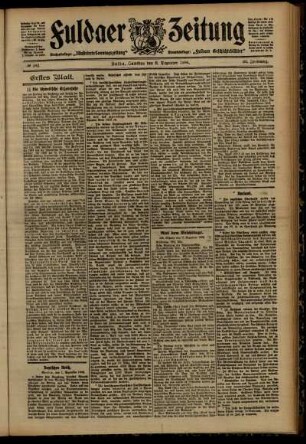 Erste Ausgabe vom Samstag, den 08. Dezember 1906.