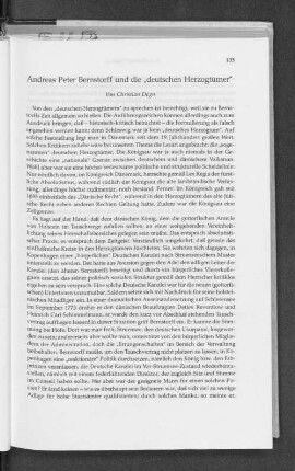 Andreas Peter Bernstorff und die "deutschen Herzogtümer"