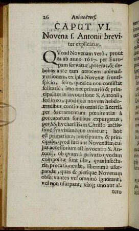 Caput VI. Novena s. Antonii breviter explicatur.