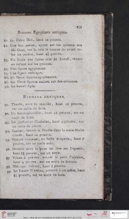 Bronzes antiques (Nr. 91 - 156)