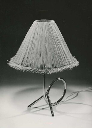 Tischlampe mit Bastschirm von Hans Graupner