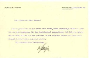 Korrespondenz von Oswald Spengler an Thaddäus Abitz-Schultze