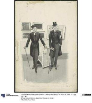 Zwei Herren in Cutaway und Gehrock im Museum