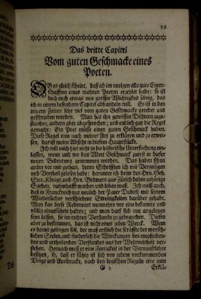 Das dritte Capitel. Vom guten Geschmacke eines Poeten.