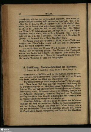 11. Ausbildung; Durchbruchsschlacht bei Bapaume : (12. Februar bis 17. April 1918)