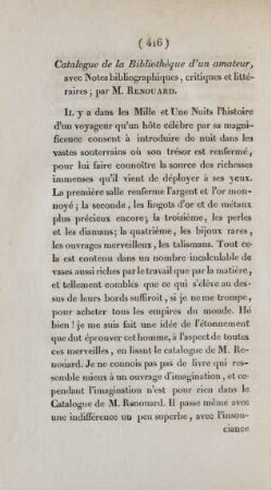Catalogue de la Bibliothèque d'un amateur, avec Notes bibliographiques, critiques et littéraires; par M. Renouard