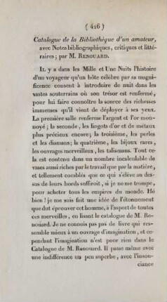 Catalogue de la Bibliothèque d'un amateur, avec Notes bibliographiques, critiques et littéraires; par M. Renouard