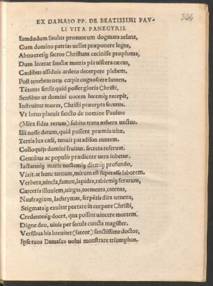 Ex Damaso PP. De Beatissimi Pauli Vita Panegyris.