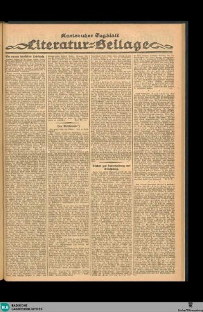 Karlsruher Tagblatt, Literatur-Beilage