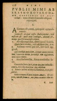 Publii Mimi Ab Erasmo Roterodamo Castigati Et Elucidati: nunc etiam a mendis aliquot repurgati.