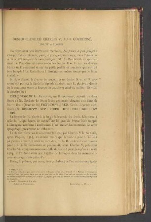 Dernier blanc de Charles v, au k couronné, frappé a Limoges