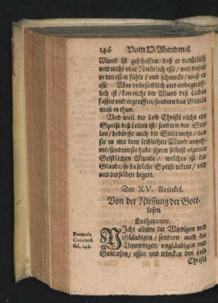 Der XV. Artickel. Von der Niessung der Gottlosen.